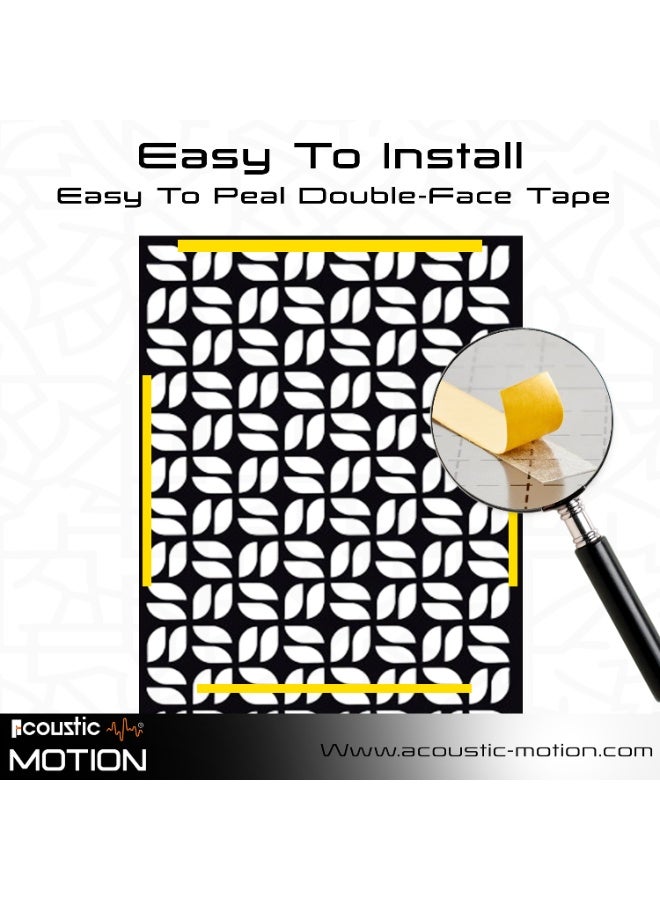 أكويستك موشان لوحات ديكور فنية جدارية خشبية من ACOUSTIC MOTION®، تصميم  FLORIX مع شريط لاصق مزدوج الوجه، معلق على الحائط باللون الأسود الحديث للمنزل وغرفة المعيشة وغرفة النوم والمكتب والفندق، 25 × 50 × 0.5 سم، مجموعة مكونة من 4 قطع - Image 3